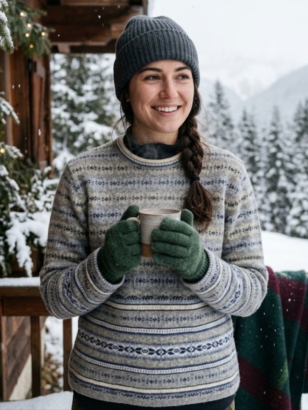J. CREW Fair Isle Roll-Neck Lambs Wool Pullover Sweater Small